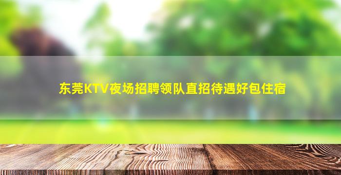 东莞KTV夜场招聘领队直招待遇好包住宿